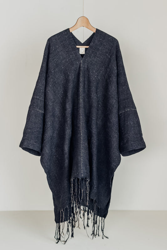 JAN-JAN VAN ESSCHE SPECIAL HAND WOVEN PONCHO ANTHRACITE