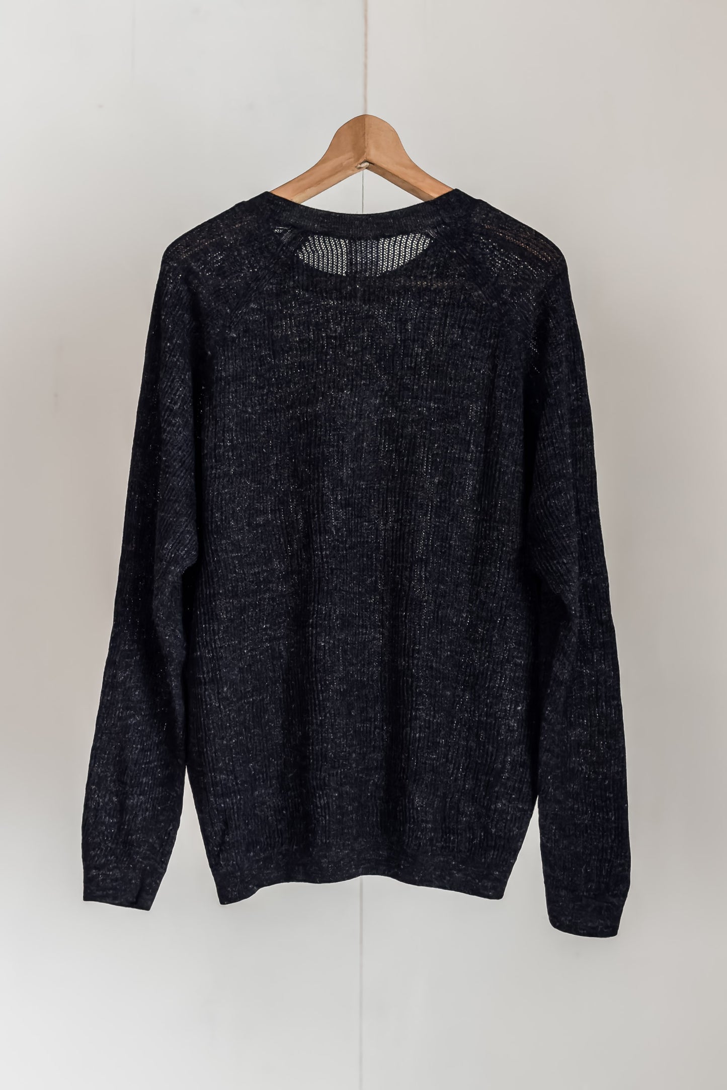 JAN-JAN VAN ESSCHE LONG SLEEVE MESH KNITTED CREW NECK TEE WOOL LINO ANTHRACITE