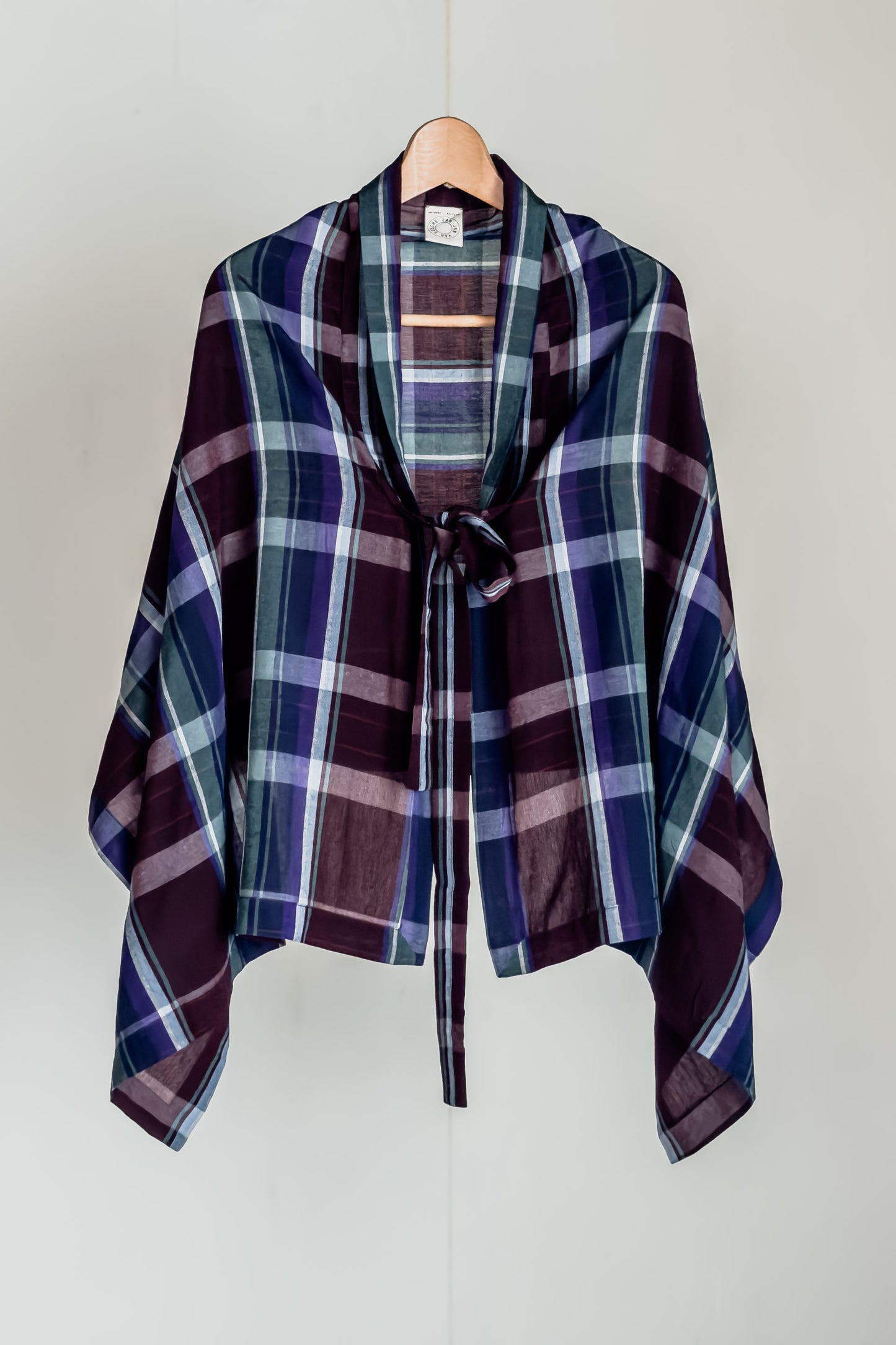 JAN-JAN VAN ESSCHE WRAP SCARF MADRAS I BORDEAUX PURPLE GREEN