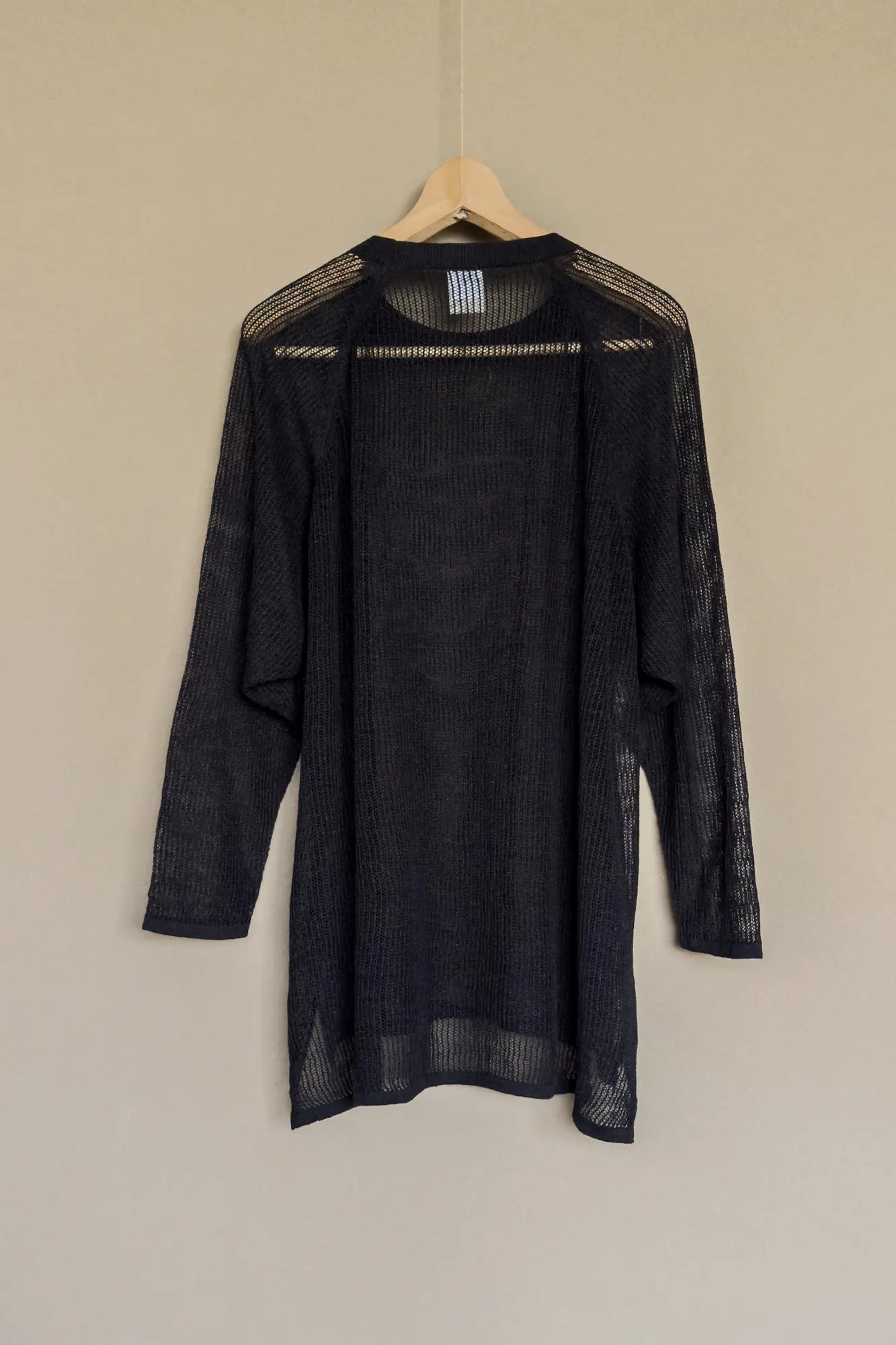 JAN-JAN VAN ESSCHE OVERSIZED MESH AJOUR KNIT LINEN COTTON YARN BLACK