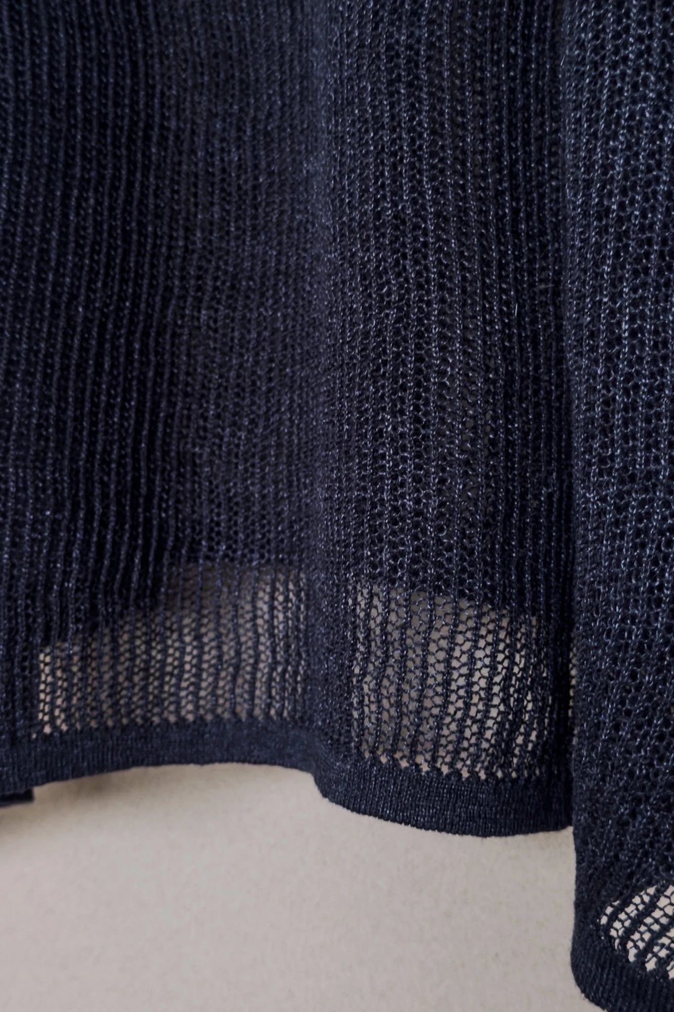 JAN-JAN VAN ESSCHE OVERSIZED MESH AJOUR KNIT LINEN COTTON YARN BLACK