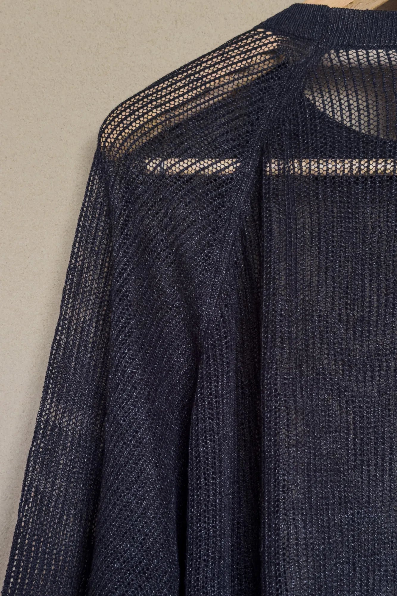 JAN-JAN VAN ESSCHE OVERSIZED MESH AJOUR KNIT LINEN COTTON YARN BLACK
