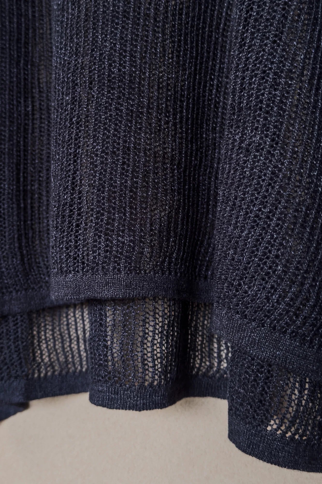 JAN-JAN VAN ESSCHE OVERSIZED MESH AJOUR KNIT LINEN COTTON YARN BLACK
