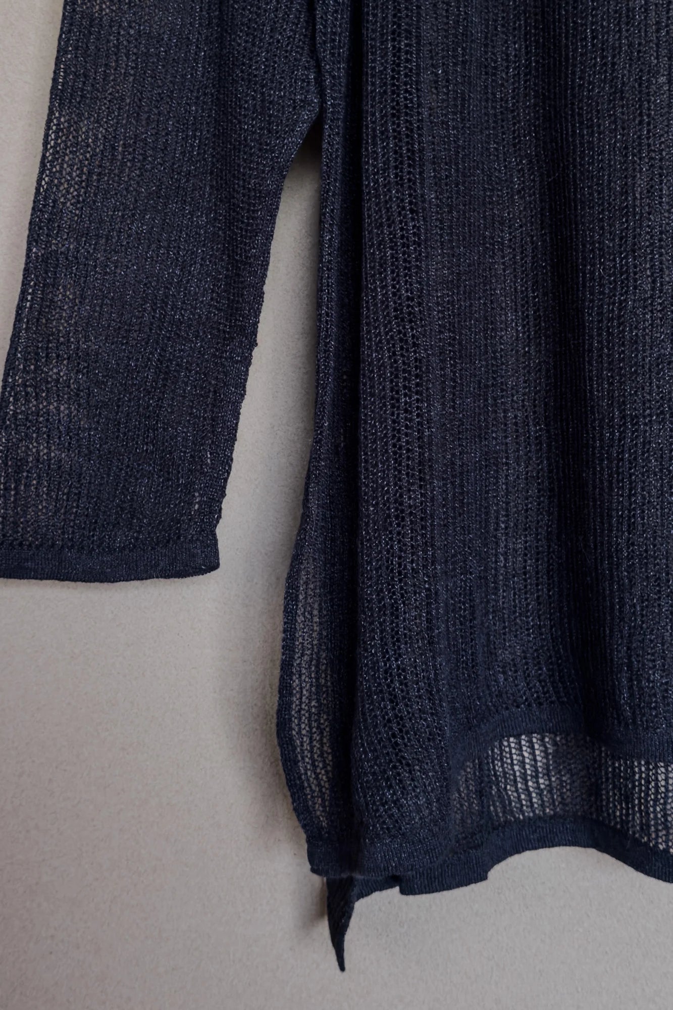 JAN-JAN VAN ESSCHE OVERSIZED MESH AJOUR KNIT LINEN COTTON YARN BLACK