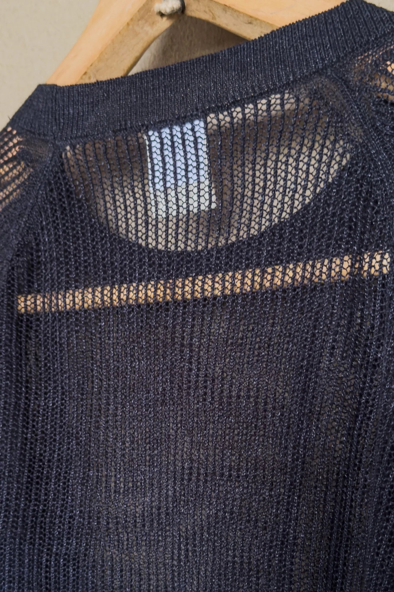 JAN-JAN VAN ESSCHE OVERSIZED MESH AJOUR KNIT LINEN COTTON YARN BLACK