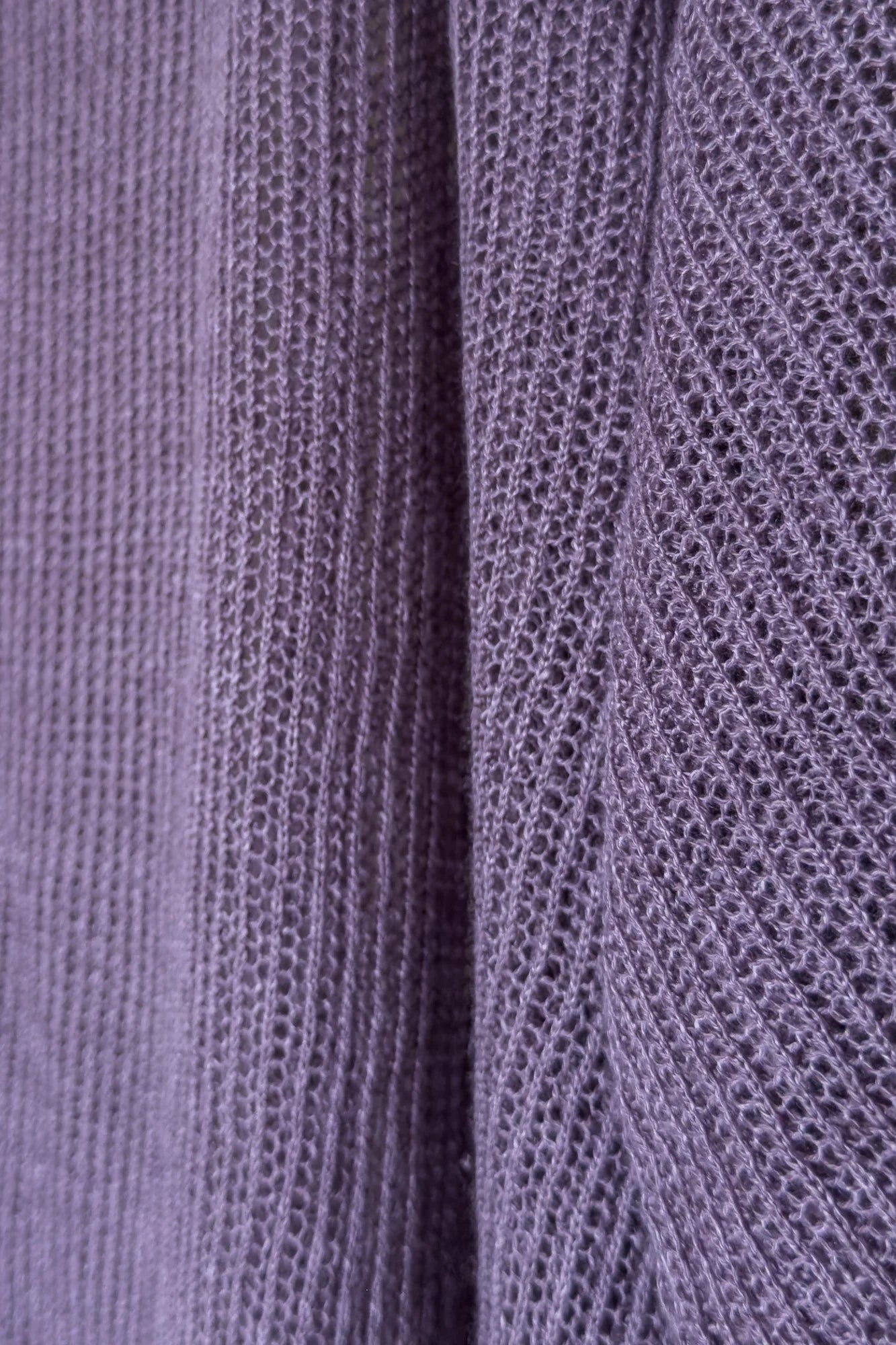 JAN-JAN VAN ESSCHE OVERSIZED MESH AJOUR KNIT LINEN COTTON YARN LAVENDER