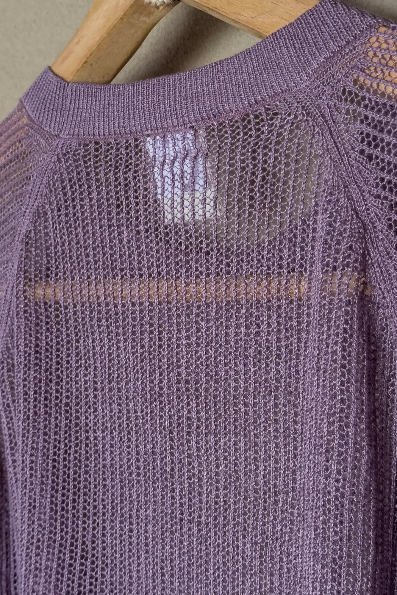 JAN-JAN VAN ESSCHE OVERSIZED MESH AJOUR KNIT LINEN COTTON YARN LAVENDER