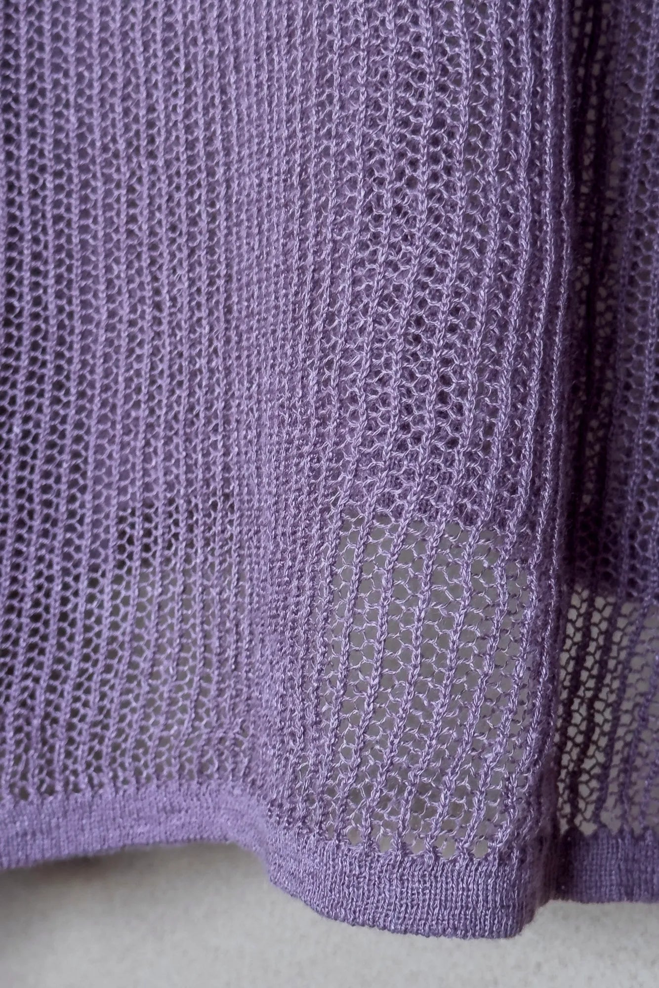 JAN-JAN VAN ESSCHE OVERSIZED MESH AJOUR KNIT LINEN COTTON YARN LAVENDER