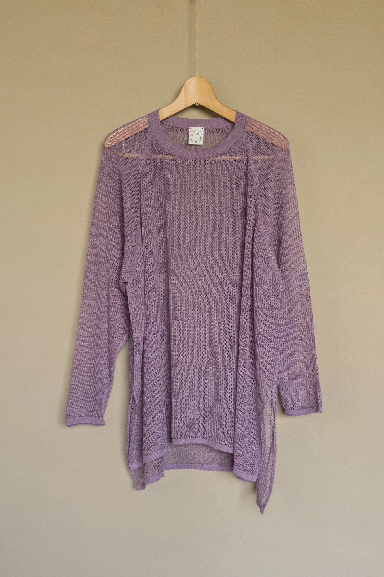 JAN-JAN VAN ESSCHE OVERSIZED MESH AJOUR KNIT LINEN COTTON YARN LAVENDER