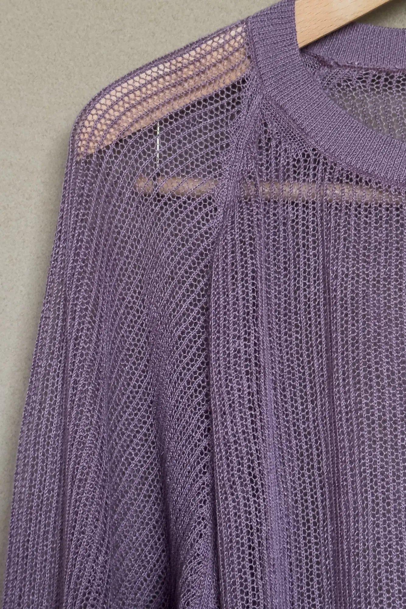 JAN-JAN VAN ESSCHE OVERSIZED MESH AJOUR KNIT LINEN COTTON YARN LAVENDER
