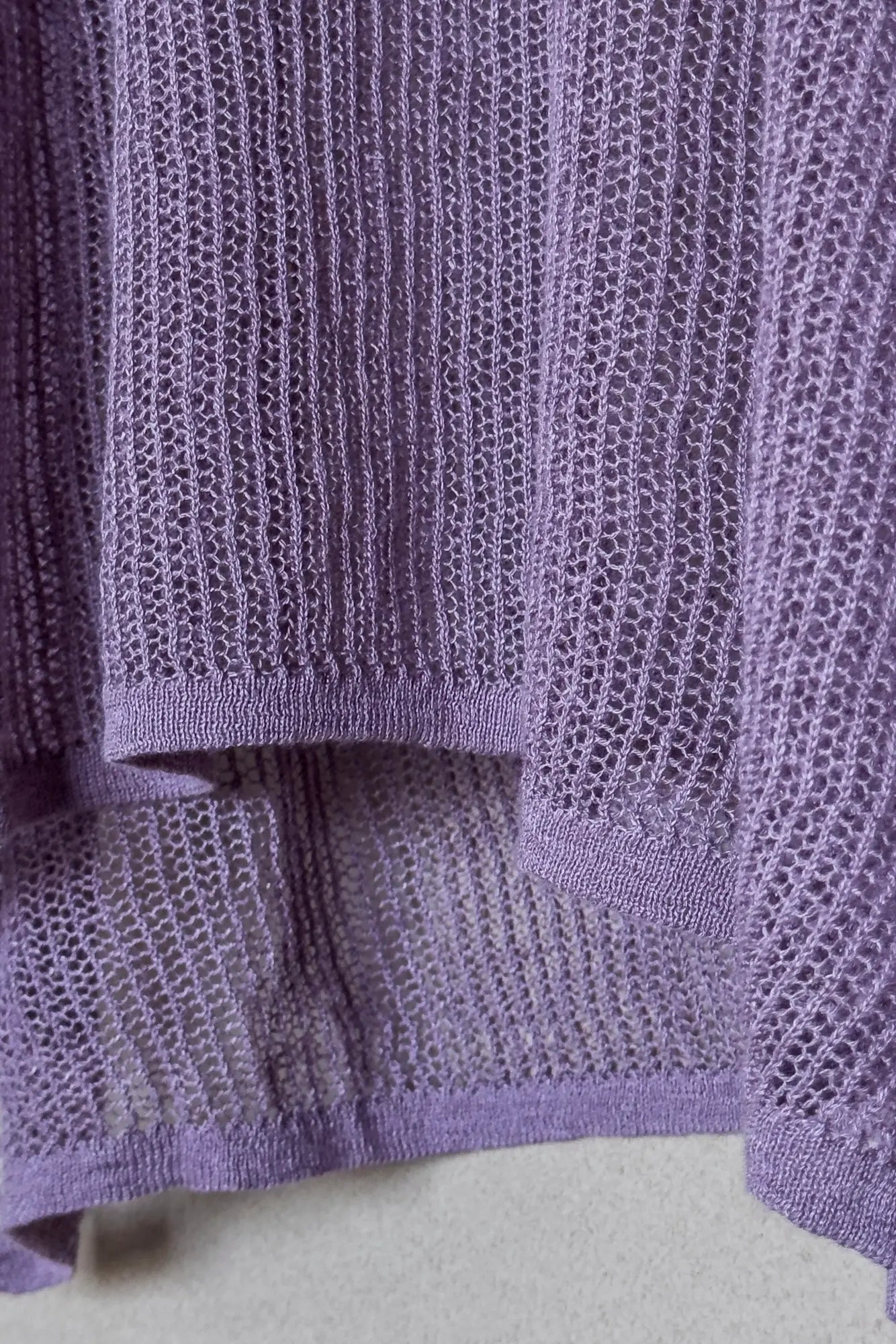 JAN-JAN VAN ESSCHE OVERSIZED MESH AJOUR KNIT LINEN COTTON YARN LAVENDER