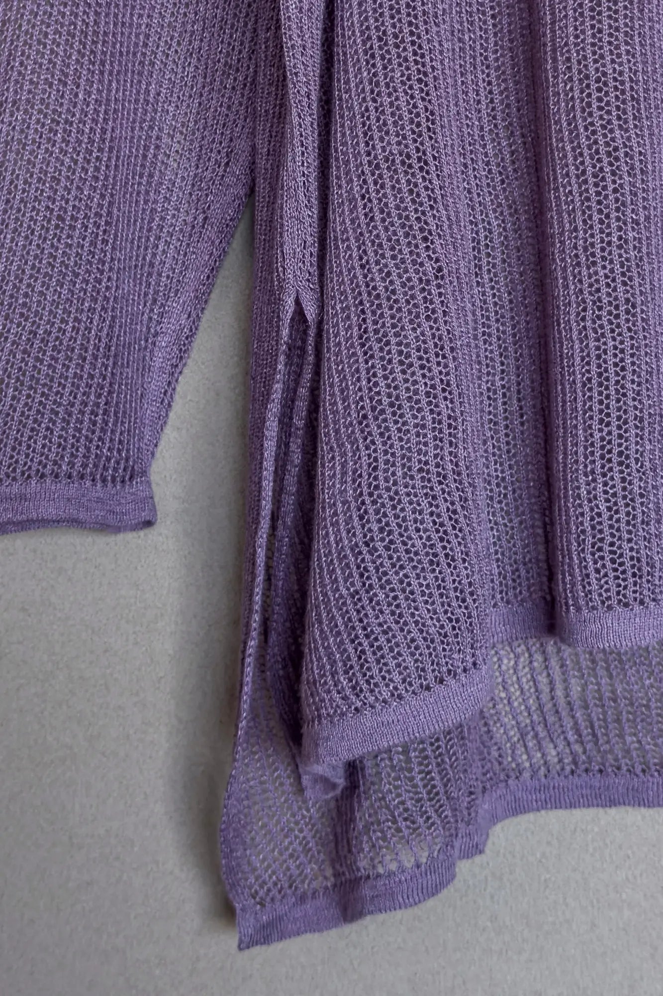 JAN-JAN VAN ESSCHE OVERSIZED MESH AJOUR KNIT LINEN COTTON YARN LAVENDER