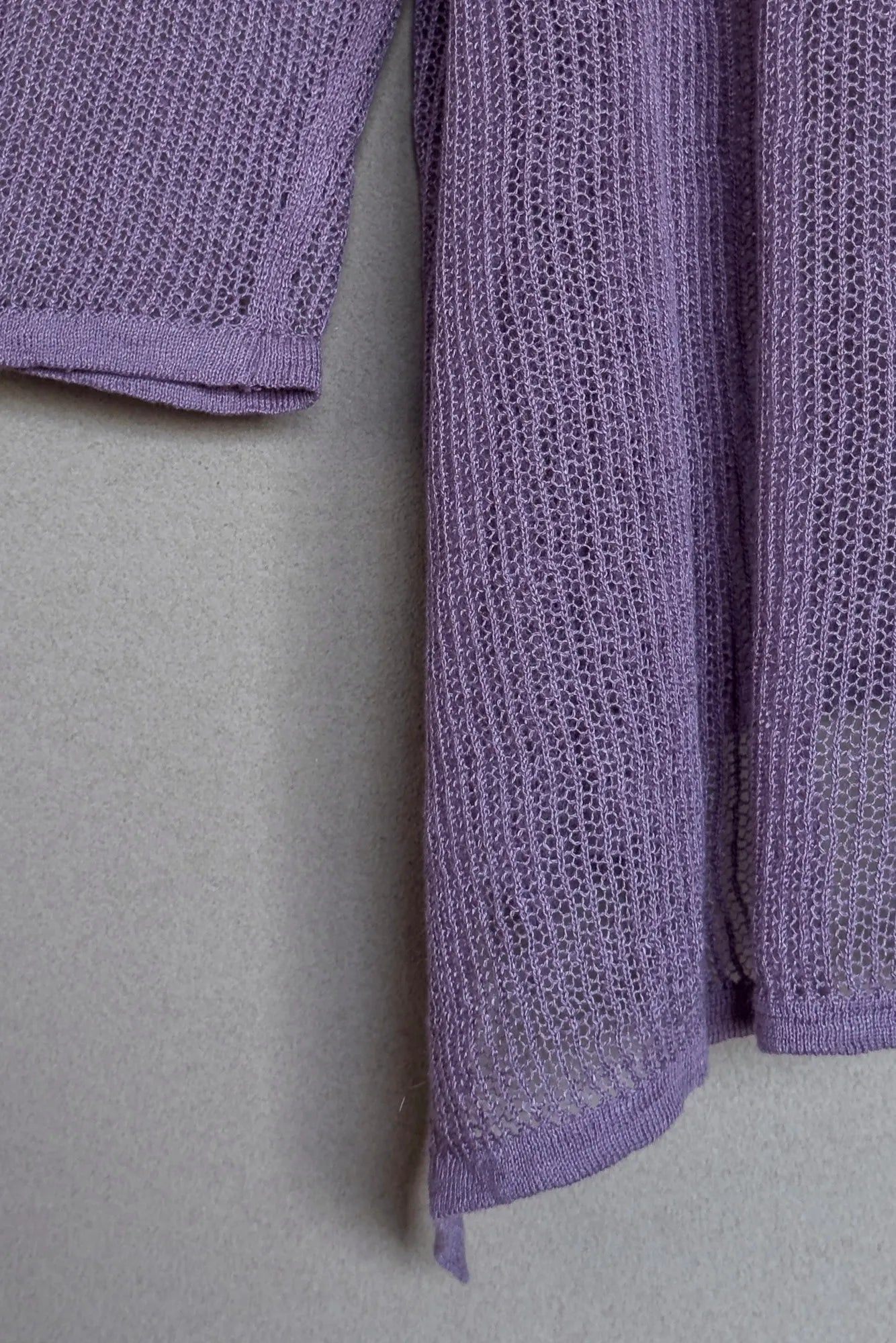 JAN-JAN VAN ESSCHE OVERSIZED MESH AJOUR KNIT LINEN COTTON YARN LAVENDER