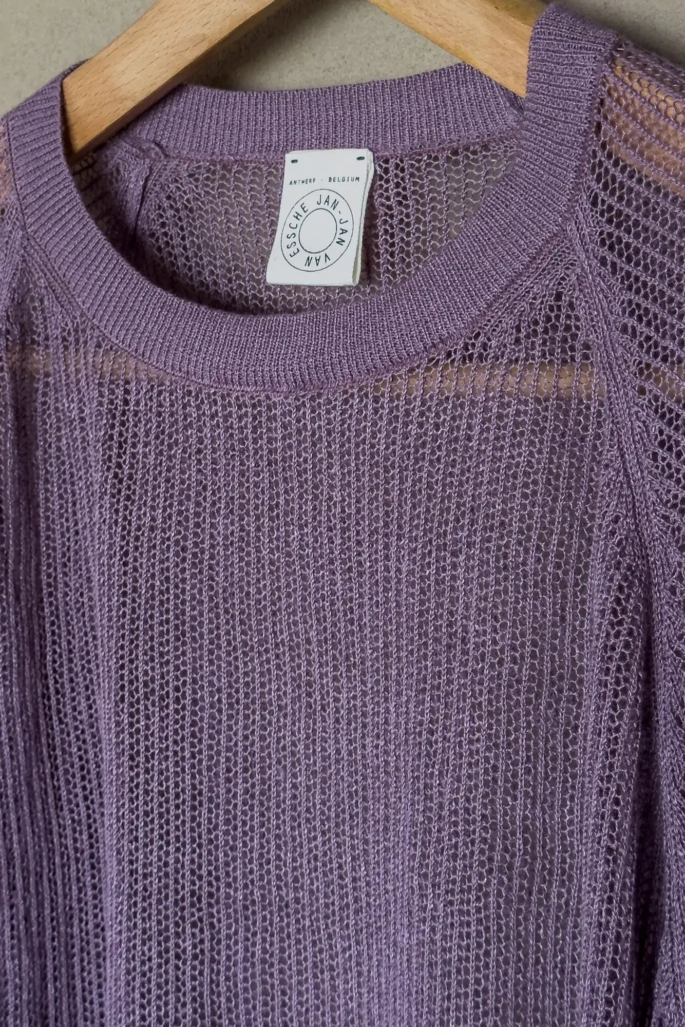 JAN-JAN VAN ESSCHE OVERSIZED MESH AJOUR KNIT LINEN COTTON YARN LAVENDER