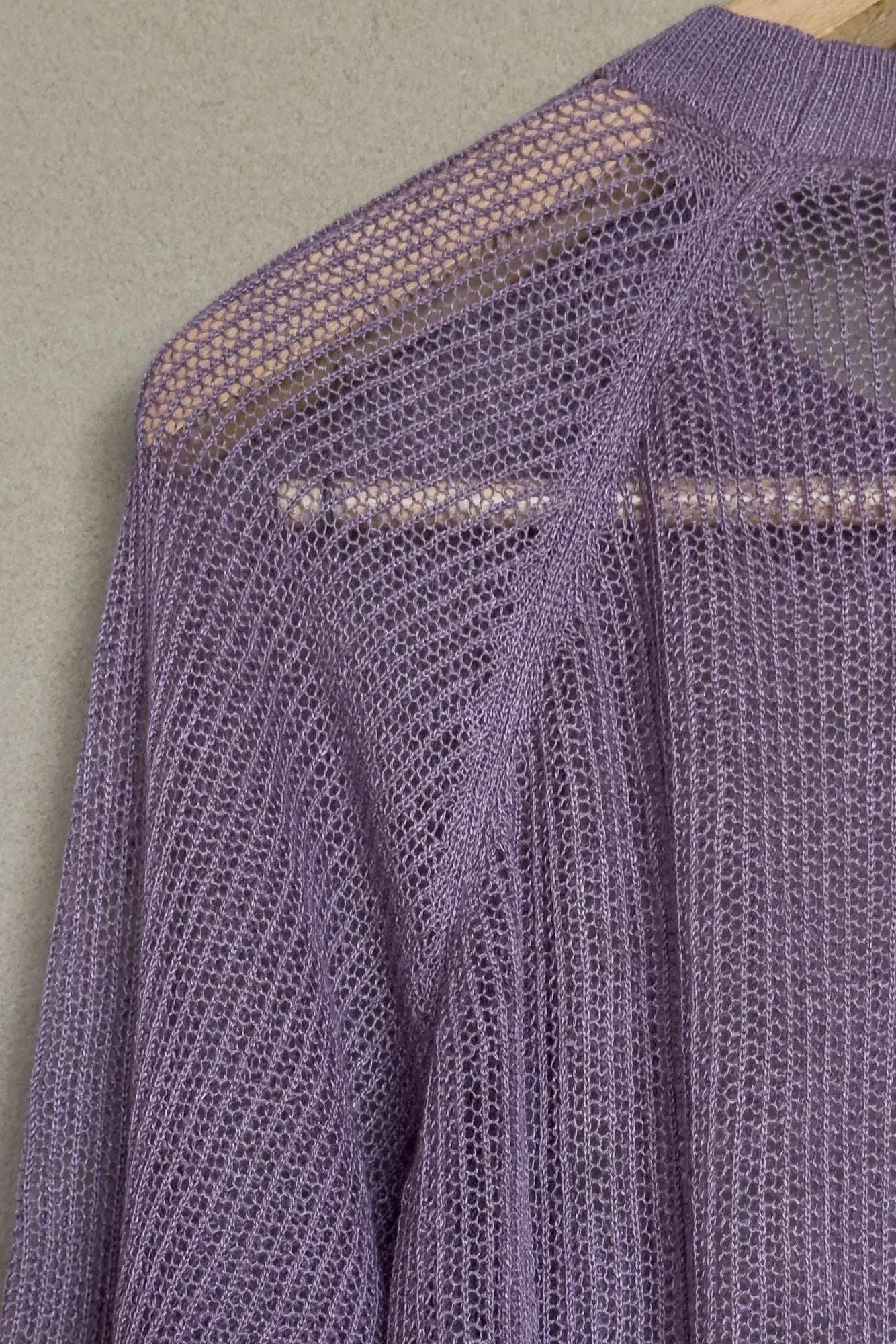JAN-JAN VAN ESSCHE OVERSIZED MESH AJOUR KNIT LINEN COTTON YARN LAVENDER