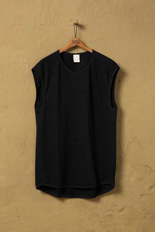 PRE-ORDER ○ JAN-JAN VAN ESSCHE LOOSE FIT TANK TOP RIPPLE JERSEY BLACK