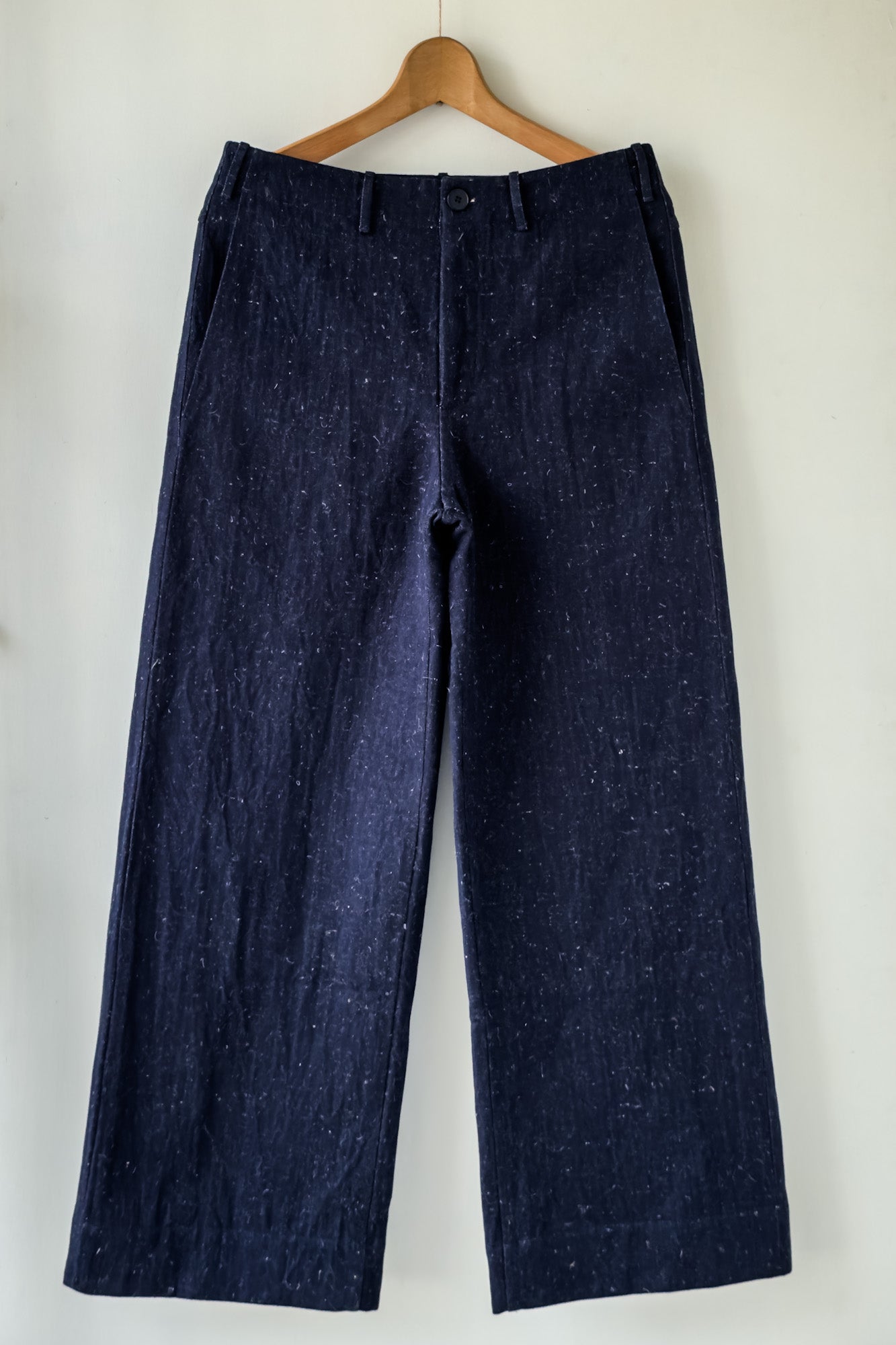 UNKRUID WIDE LEG TROUSERS DARK HAIRY HERRINGBONE