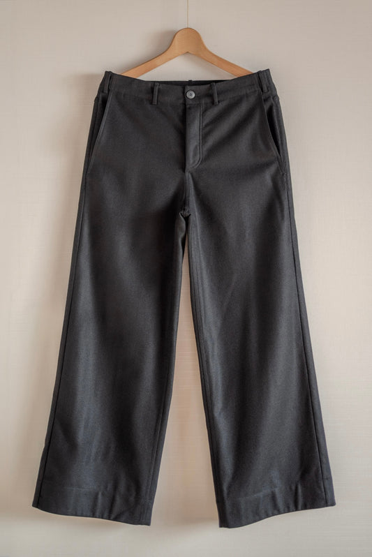 PANTALON LARGE UNKRUID EN LODEN FIN NOIR